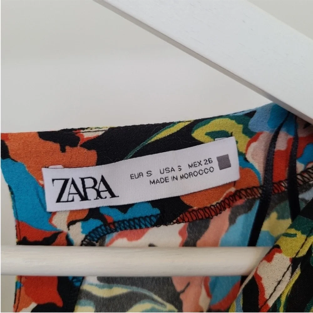 Zara Orange and Blue Puff Sleeve Sheath Dress - Picture 11 of 11